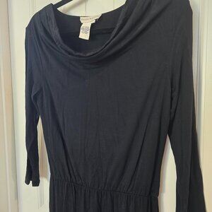 Doncaster Black Long Sleeved Dress With Draped Neckline Size XS